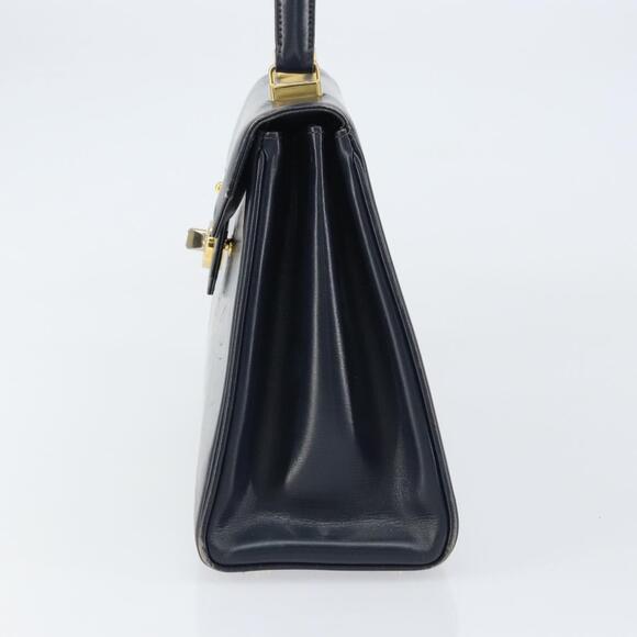 GUCCI Hand Bag Leather Navy Gold Auth 156872 - Picture 4 of 16